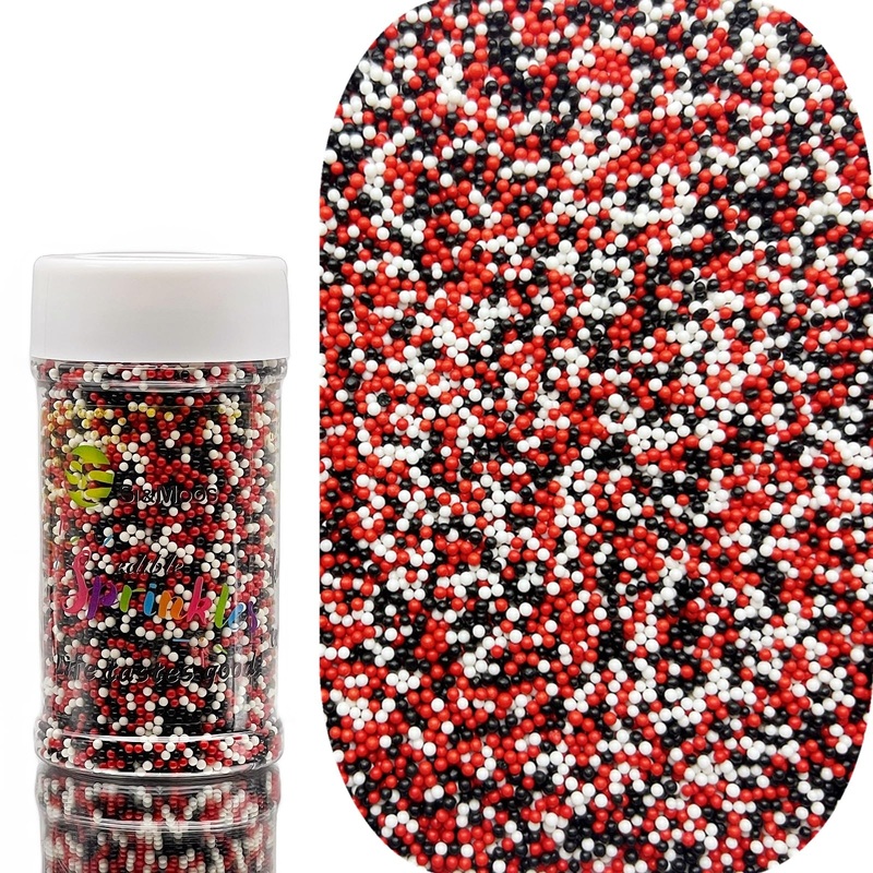 Se Si&Moos Red And Black Sprinkles Black White And Red Nonpareils Edible Pearls For Cake Decorating Small Pearl Sprinkles Hallow