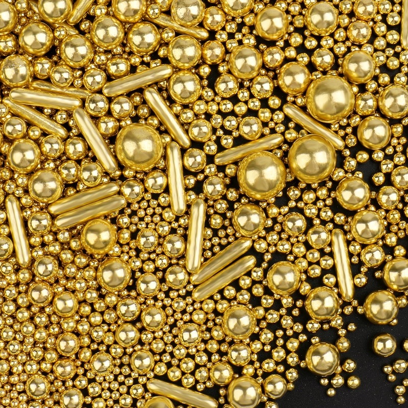 Sprinkles, Gold Pearl Sprinkles Mix, 130G/4.6Oz Edible Sprinkles For Cake Decorating, Candy Baking Decorations, Ice Cream Toppin