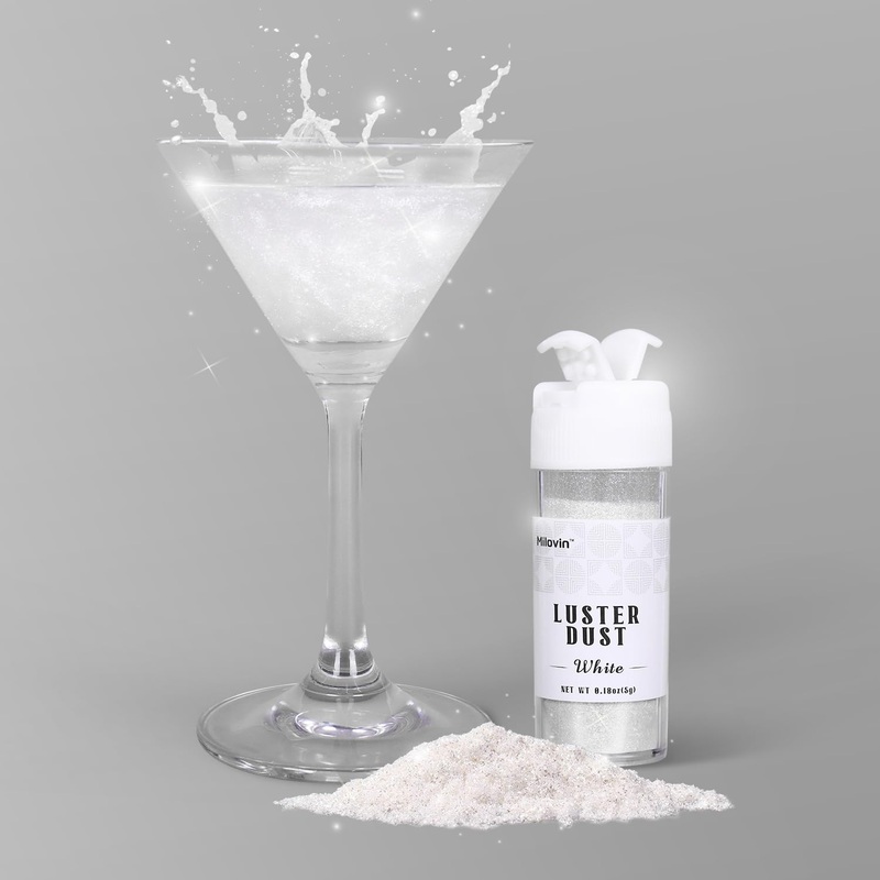 White Edible Glitter For Cake Decorating, 5G White Luster Dust Edible For Drinks, Glitter For Cocktails, Drinks, Macaron, Cookie