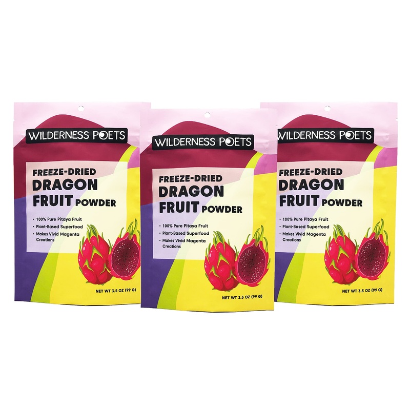 Wilderness Poets Freeze Dried Dragon Fruit Powder - Pitahaya Powder, 3.5 Ounce (Pack Of 3)