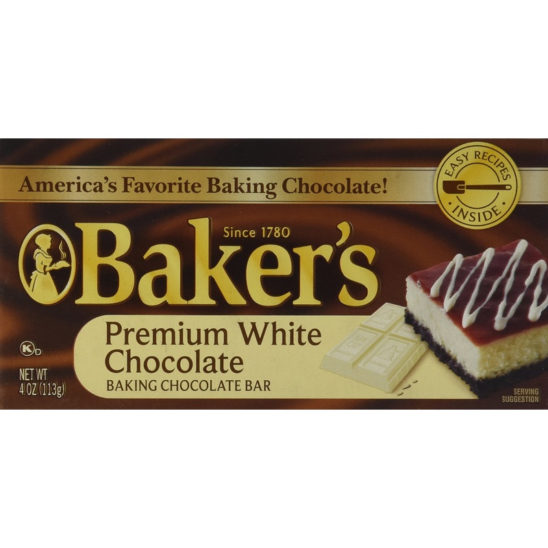 Baker's Premium White Chocolate Baking Bar, 4oz (Pack of 4) - Perfect for Baking and Desserts