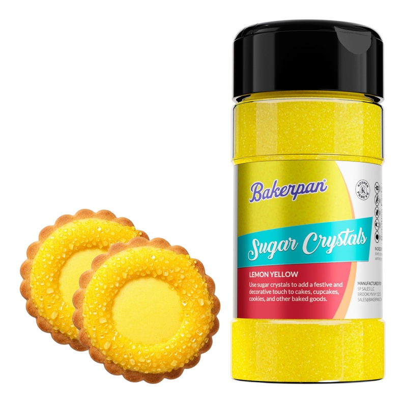 Bakerpan Sugar Sprinkles For Baking - 7 Ounce Lemon Yellow Decorating Sugar Crystals For Cookies, Cake Pops, Ice Cream (Made In