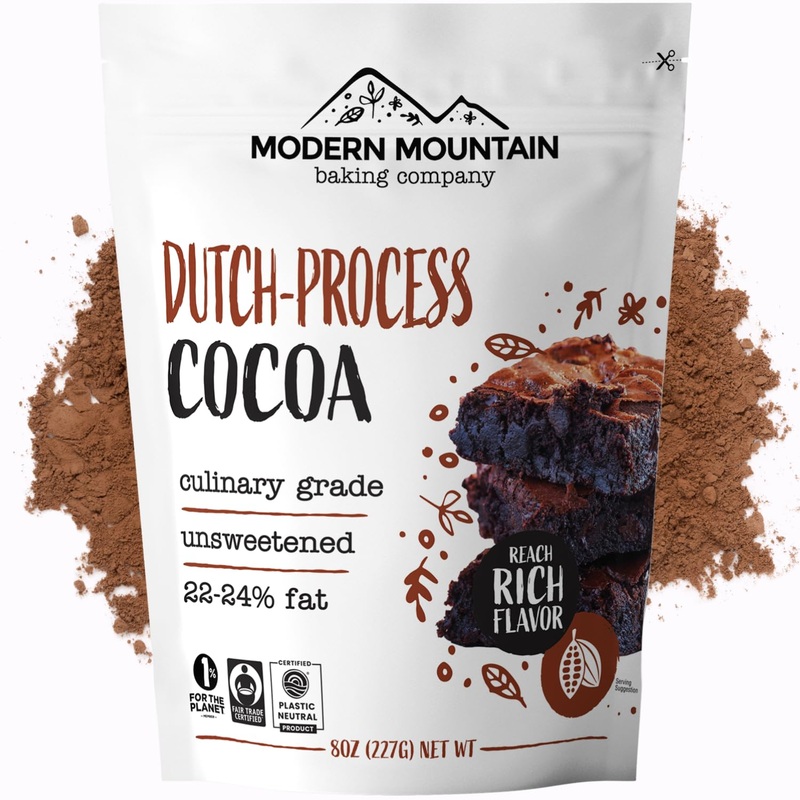 Cocoa Powder (8 Oz) Dutch Processed Cocoa Powder, Unsweetened, Extra Rich Cocoa Flavor, 22-24% Fat, Premium Culinary Grade, Non-