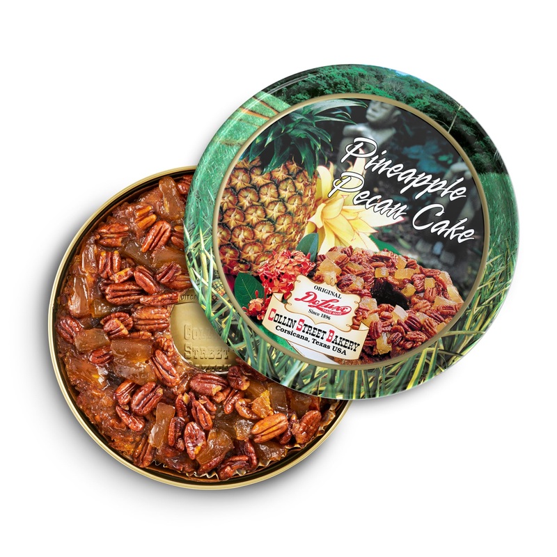 Collin Street Bakery Pineapple Pecan Cake In Collectible Gift Tin - 115 Regular Size 7    Cake With Pecans, Pineapple, & Honey