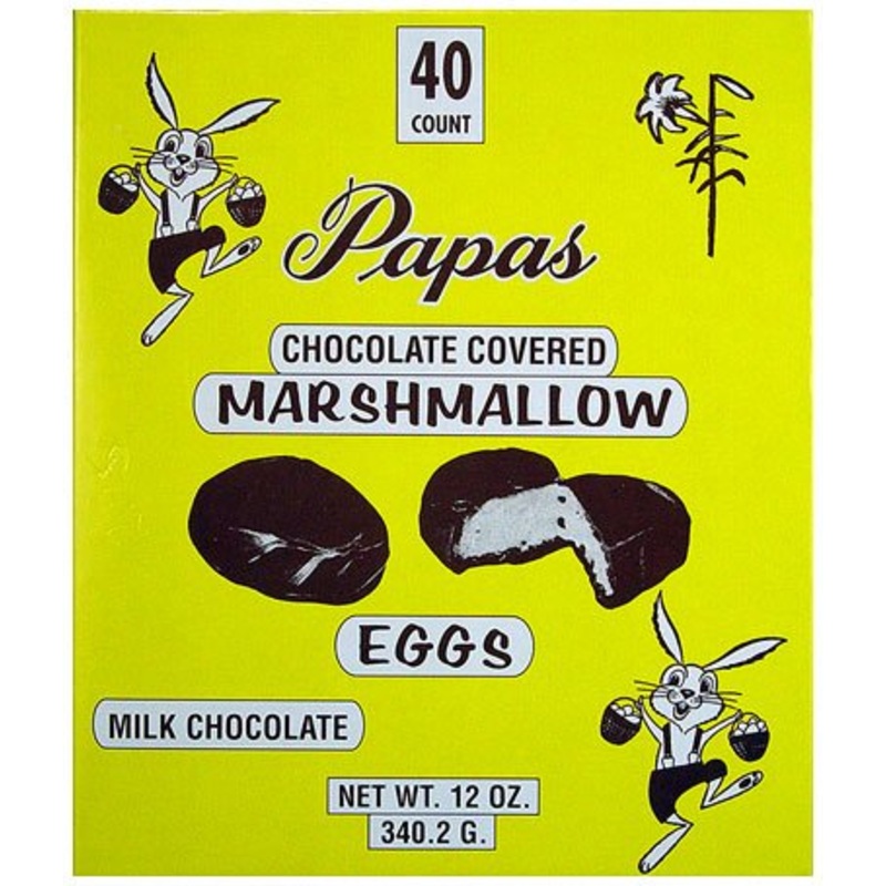 Papas Milk Chocolate Covered Marshmallow Eggs 40Ct Box