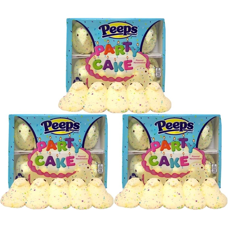 Peeps Easter Marshmallow Chicks, Variety Pack, 10 Count (Assorted Flavors & Colors) (3 Count, Party Cake Chicks Marshmallow Peep