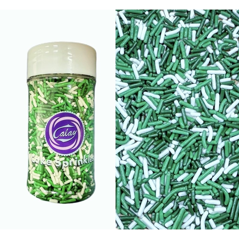 Sentovac Edible Green And White Mixing Jimmies Sprinkles For Cake Decorating Baking | Cupcake Toppers Cake Decorations| Celebrat