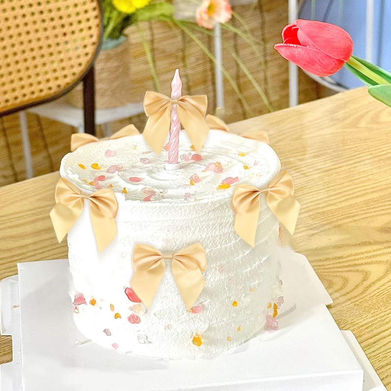 20 Pack Bow Cupcake Toppers Birthday Bowknot Ribbons Coquette Pink Bow High Footed Cup Balloon Wall Party Decorations Bridal Bab