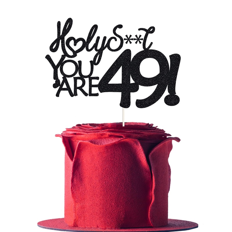 49 Birthday Cake Toppers-Black Glitter, Funny 49Th Cake Topper For Men,49 Cake Topper For Women, 49Th Birthday Decorations,49Th