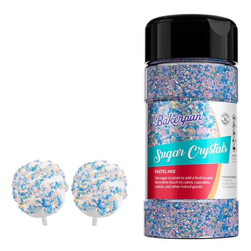 Bakerpan Pearlized Sugar Sprinkles For Baking - 7 Ounce Pastel Decorating Sugar Crystals For Cookies, Cake Pops, Ice Cream (Made