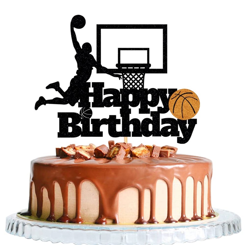 Basketball Happy Birthday Cake Topper-Basketball Themed Birthday Party Cake Decoration (Birthday)