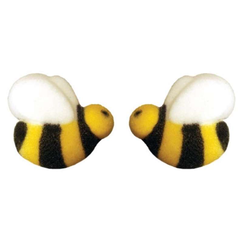 Black And Yellow Bumble Bee Edible Sugar Cake Toppers, 24 Count