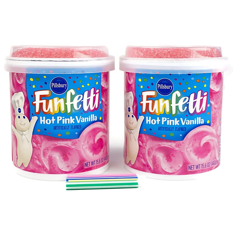 Bundle:Pillsbury Frosting With Free Candles (Hot Pink Confetti)