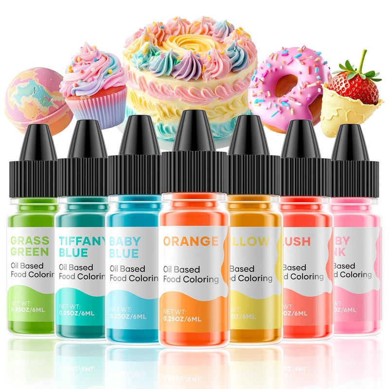 Oil Based Food Coloring For Chocolate Macaron Oil Edible Food Dye Set For Baking Royal Icing Cookie Supplies Gluten Free 7X6Ml F