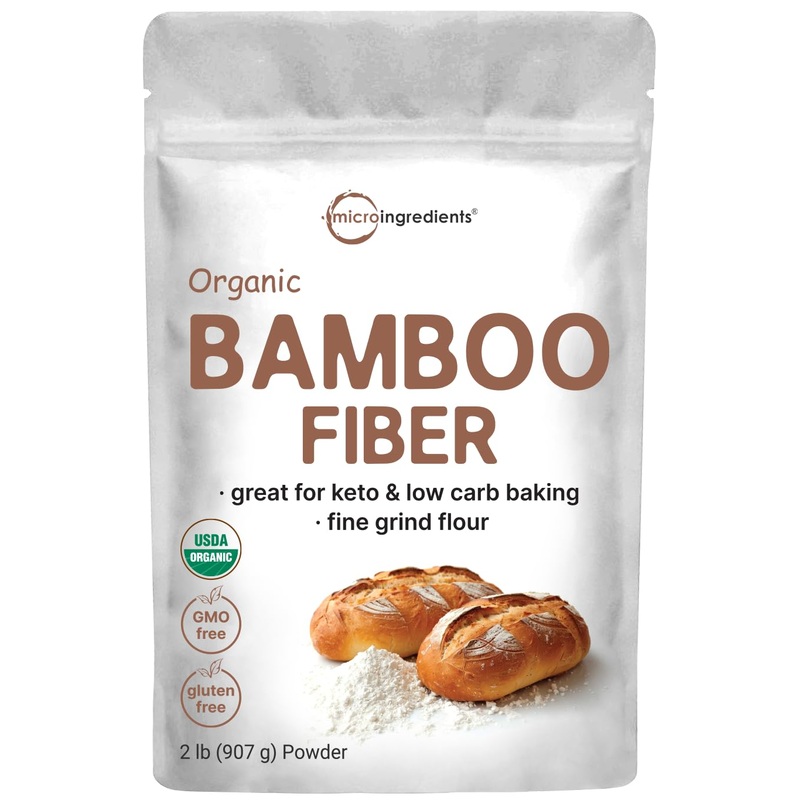 Organic Bamboo Fiber Powder, 2Lbs | Keto Flour For Low-Carb Baking & Cooking | Low Calorie Flour | Rich In Silica, Prebiotics, &