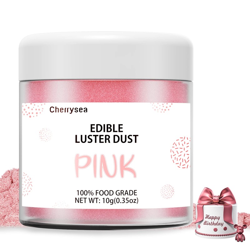 Pink Edible Luster Dust 10 Grams, Food Grade Cake Luster Dust Tasteless Dessert Dusting Powders For Baking Cherrysea Food Colori