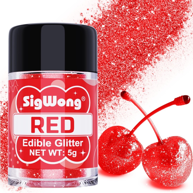 Red Edible Glitter - 5G Food Grade Cake Decorating Shimmering Glitter, Edible Sprinkle Luster Dust For Drinks, Chocolates, Fonda