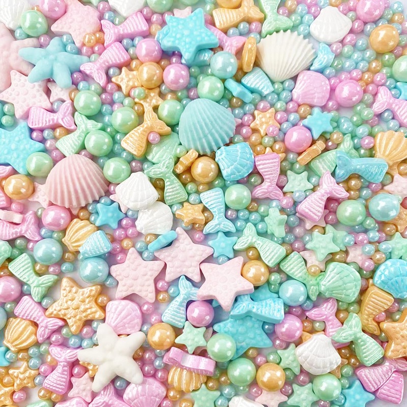 Sentovac Colorful Mermaid Sprinkle Edible Decorating Ocean Sprinkles For Cake Cupcake Topper Cookie Baking Decorations Starfish