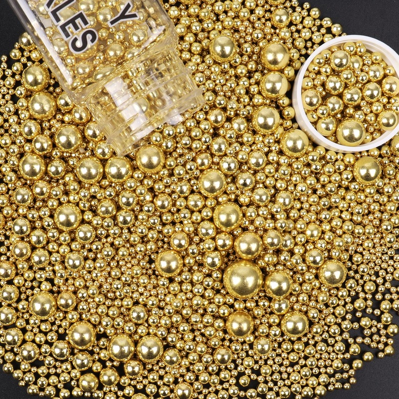 Sprinkles For Cake Decorating, 4.23Oz Pearl Gold Sprinkles For Ice Cream, Cupcake, Baking, Cookies, Cake Toppings