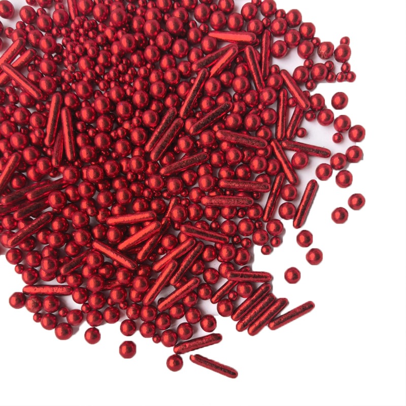 Sprinkles Red Pearl Sugar Candy Mix Size Baking Cake Decorations Cupcake Toppers Celebrations Shaker Jar Wedding Shower Party (1