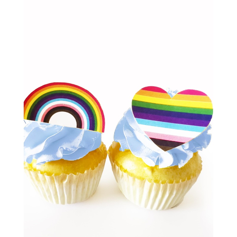 Sugar Robot Pride Decorations For Cake Decorating - Rainbow Cake Toppers And Hearts Cupcake Toppers - Made In The Usa - Premium