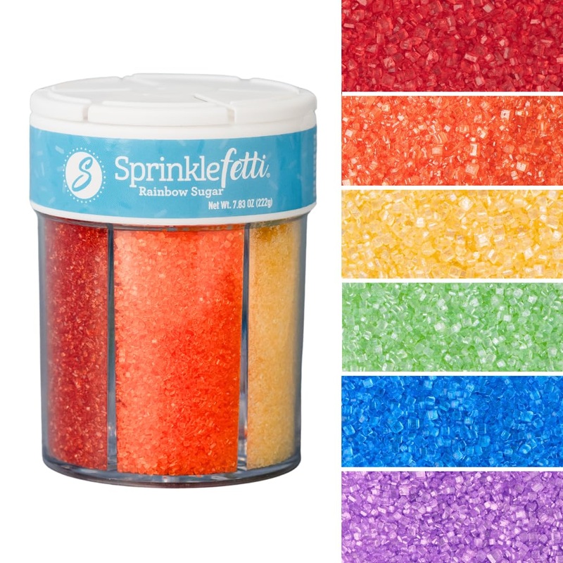 Sweets Indeed Sprinkles 6 Cell Edible Mix Sugar Perfect For Cake Decorations Baking Ice Cream Cookies Cupcake Topper (Rainbow Su