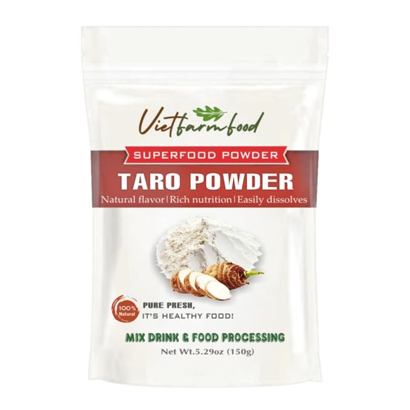 Taro Powder 5.29 Oz (150G) Vietfarmfood: Freeze-Dried Extracted From 100% Pure, Sugar-Free. Used To Mix Mixed Drinks Fresh Fruit