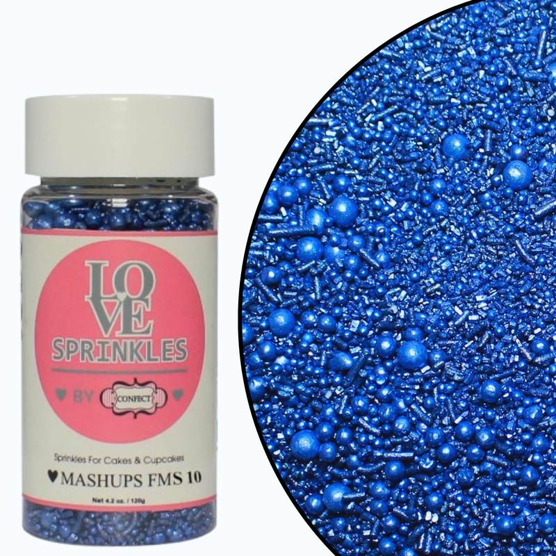 Confect Edible Christmas Sprinkles - Navy Blue Pearl & Vermicelli Mix For Frozen-Themed Cake, Cupcake, Cookie & Holiday Baking D