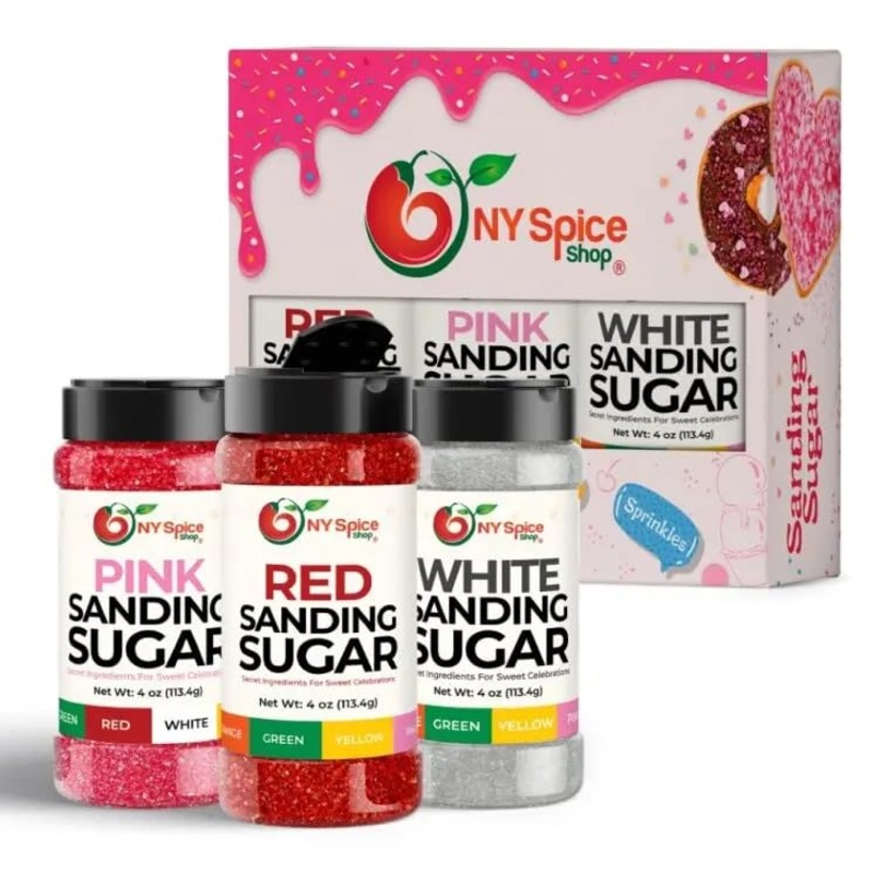 Ny Spice Shop Red-White-Pink Sanding Sugar For Memorial Day - Sweet Colorful Edible Sprinkles For Candy Dish - Chocolate Sprinkl