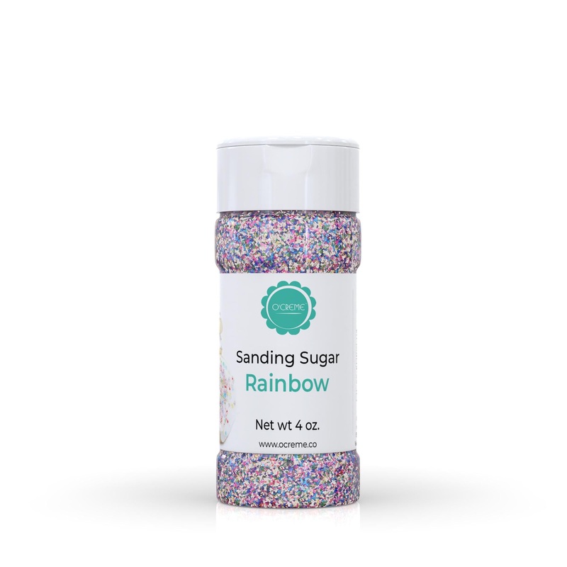 Ocreme Sanding Sugar - Eye-Catching Rainbow Mix Of Sugar Crystals For Cookie Decorating - Extra Sugar For Cake Toppings, Cupcake