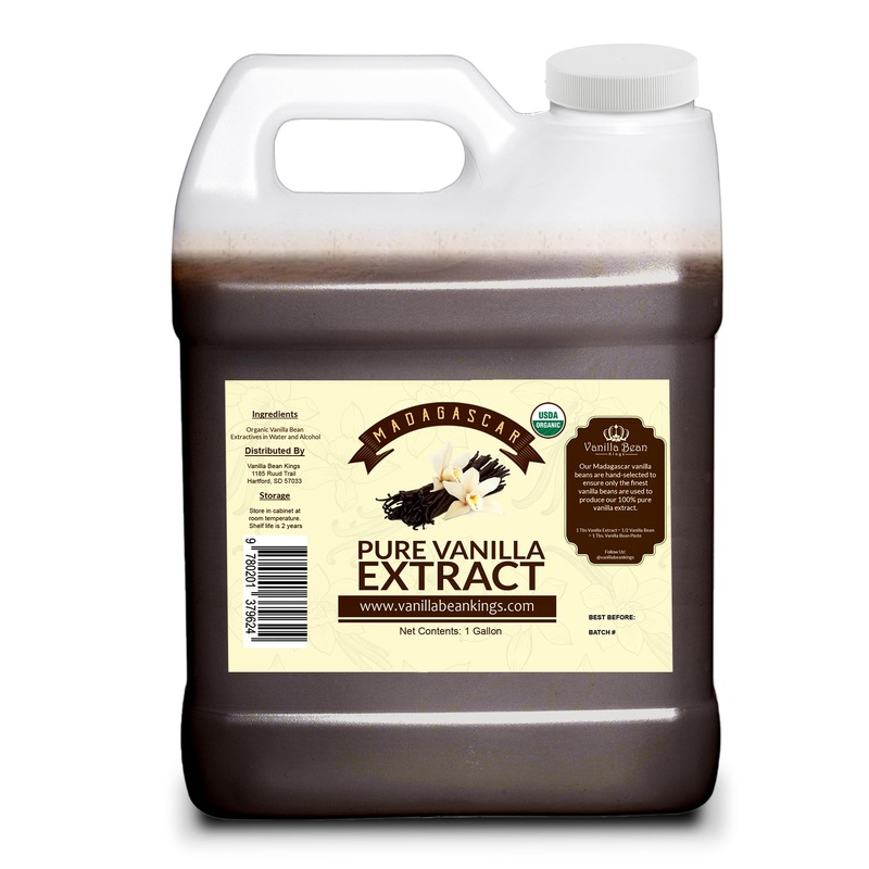Organic Vanilla Extract - Made With Madagascar Vanilla Beans - 1 Gallon - For Baking, Desserts, Home Cooking And Chefs