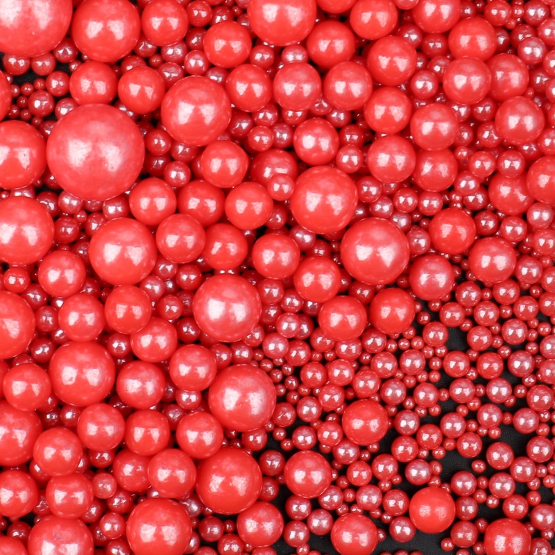 Red Sprinkles For Cake Decorating, 120G/4.23Oz Edible Red Pearl Sprinkles Mix, Sugar Candy Pearls For Baking, Cookie Decorations