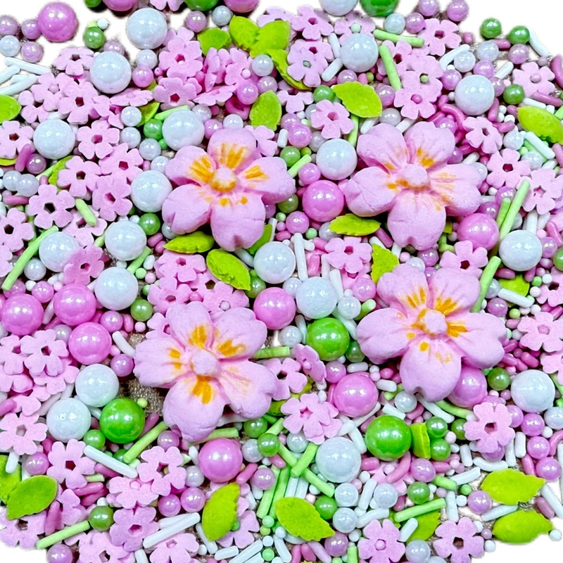 Sentovac Edible Big Flowers And Pearls Mixing Sprinkles For Decorating | Edible Cake Cupcake Topper Decorations |1 Bottle 3.53Oz