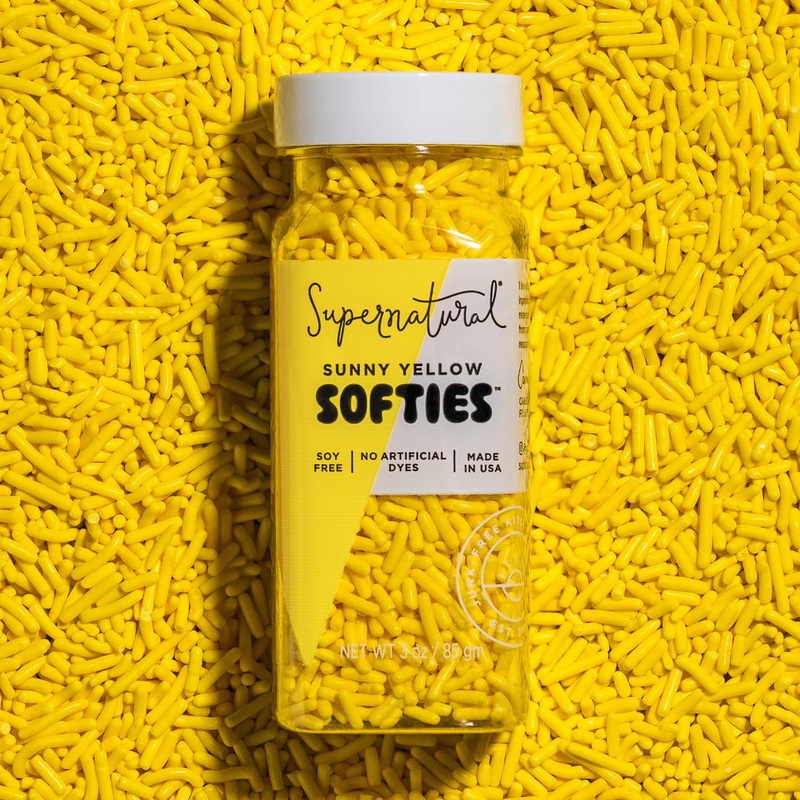 Sunny Yellow Softies Natural Sprinkles By Supernatural, Made In Usa, No Artificial Dyes, Soy Free, Gluten Free, Vegan, 3Oz