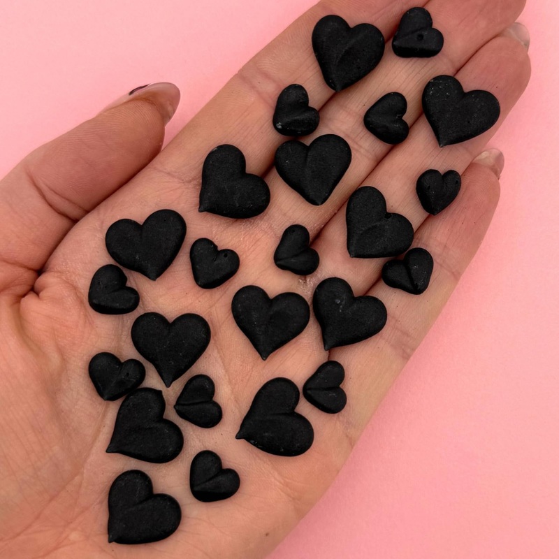 24 Black Icing Heasrts By Simply Sucr   (48 Black Hearts)