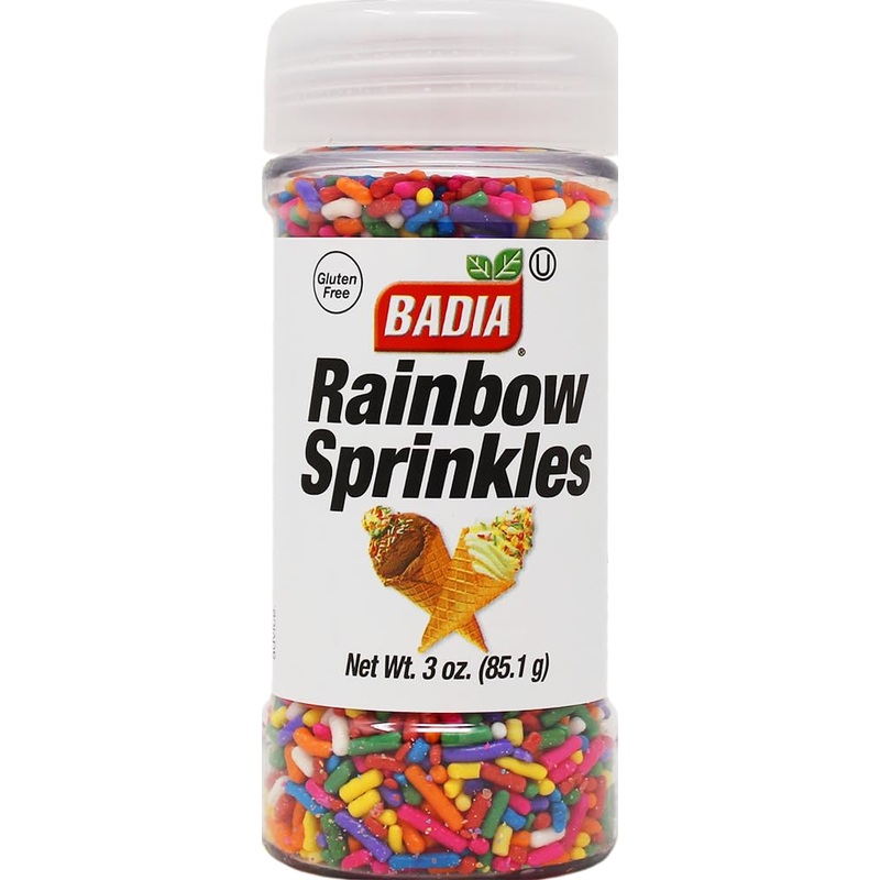 Badia Rainbow Sprinkles 3 Oz - Colorful Topping For Ice Cream, Cakes, Cookies, Cupcakes & Desserts - Sweet Decoration For Baking