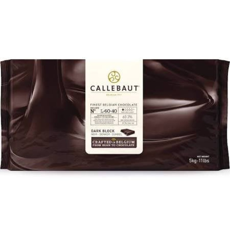 Callebaut L-60-40 Belgian Dark Chocolate Baking Block 60.6%, 1 Block / 11 Pounds