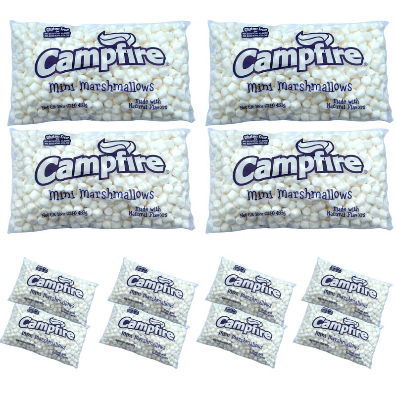 [Mini] Case Pack 12 Pounds Bulk Campfire Mini Marshmallows - (12) One Pound Bags Of Mini Campfire Marshmallows - Made With Natur