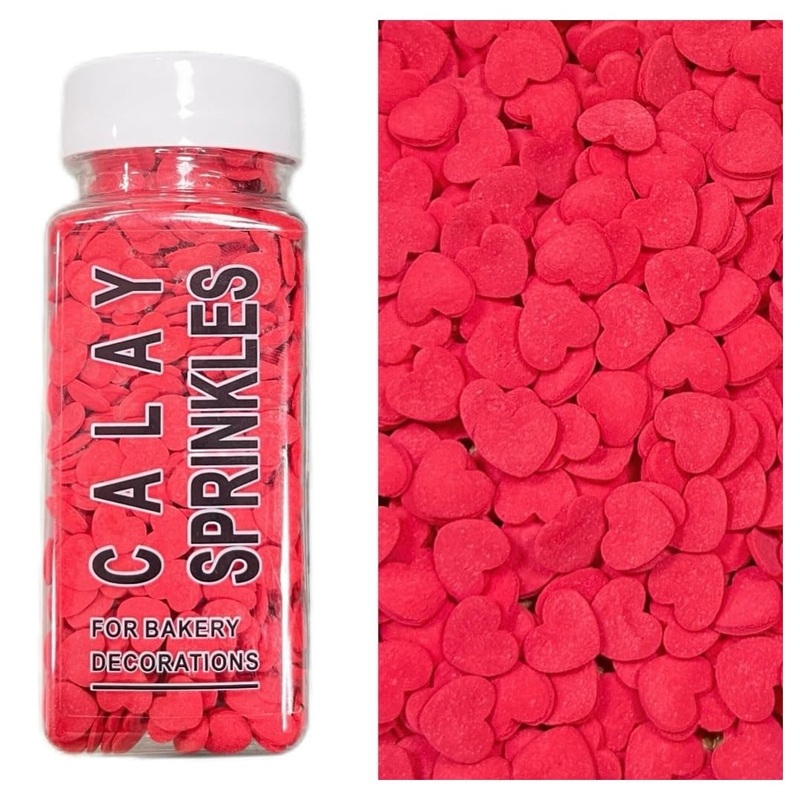 Sentovac Edible Red Hearts Sprinkles For Decorating 1 Bottle 2.82Oz/ 80G | Cake Cupcakes And Ice Cream Topper Decorations