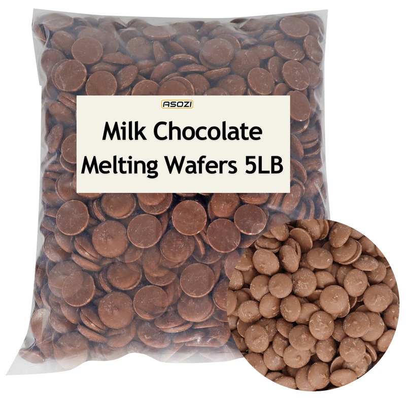 ASOZI Milk Chocolate Melting Wafers - 5 lbs Premium Quality Cocoa Lite for Melting & Dipping, Perfect for Baking - 80oz