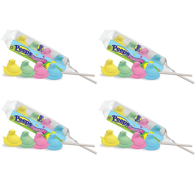 Peeps Marshmallow Rainbow Pop, Peeps On A Stick 4 Ct (Pack Of 4)