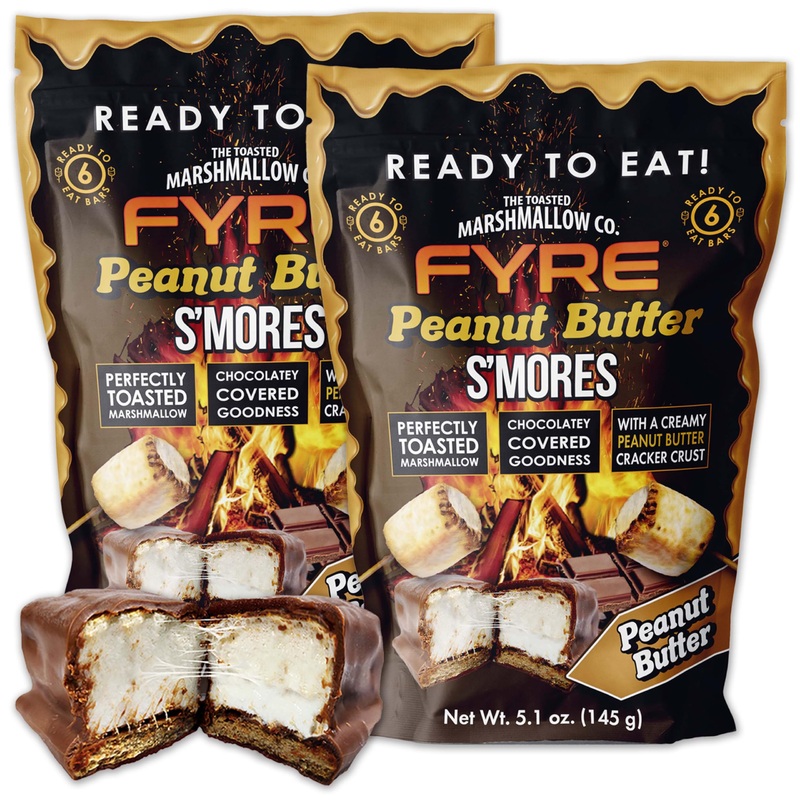 Ready To Eat Fyre Peanut Butter S'Mores With Pre-Burnt Toasted Marshmallow - 2 6-Packs - 12 Smores