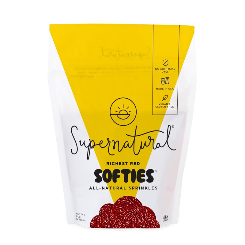 Supernatural Richest Red Softies Sprinkles, Dye-Free, Made In Usa, Soy Free, Gluten Free, Vegan, 16Oz
