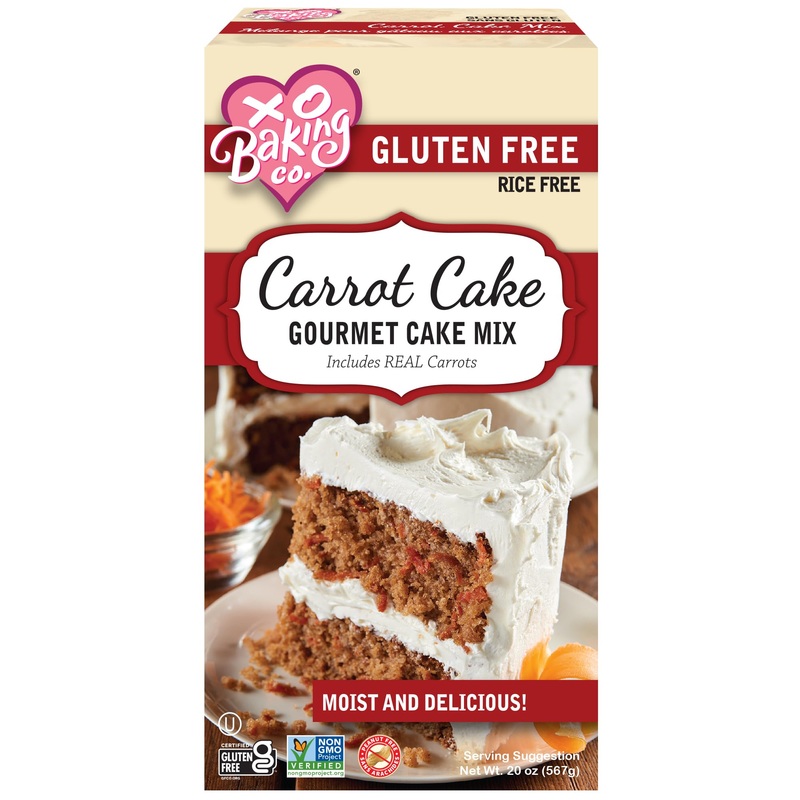 Xo Baking Co. Gluten Free Carrot Cake Gourmet Cake Mix; Contains Real Carrots; Non-Gmo; Kosher; Rice Free; Soy Free; Dairy Free;