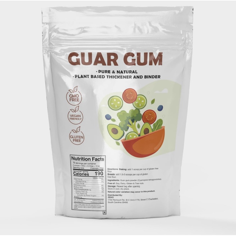 Zeho Guar Gum Powder 10 Lb Bag - Non-Gmo No Gluten Vegan Friendly Food Thickener For Cooking, Baking - Xanthan Gum Substitute Gu