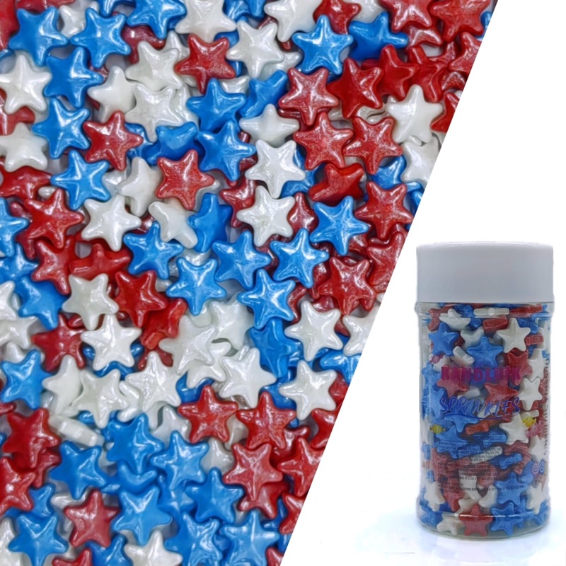 10Mm Red & Blue & White Sprinkles Edible Stars Cake Decorating Stars Cake Decorations Cupcake Toppers Cookie Decorating Perfect