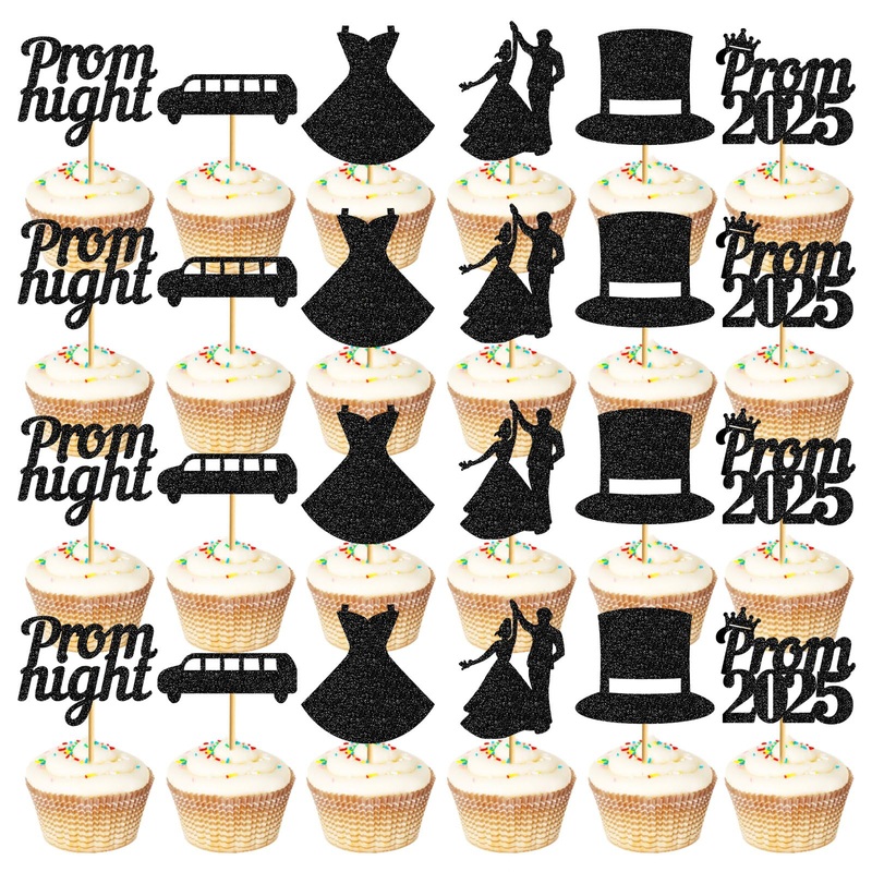 24Pcs Prom Cupcake Topper Prom Decorations For Party 2025 Prom Graduation Cupcake Topper 2025 Graduation Decorations Class Of 20