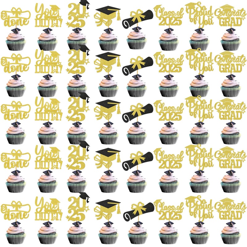 40Pcs Graduation Cupcake Toppers 2025 Graduation Decorations Class Of 2025 Cupcake Toppers 2025 Congrats Grad Cupcake Topper Con