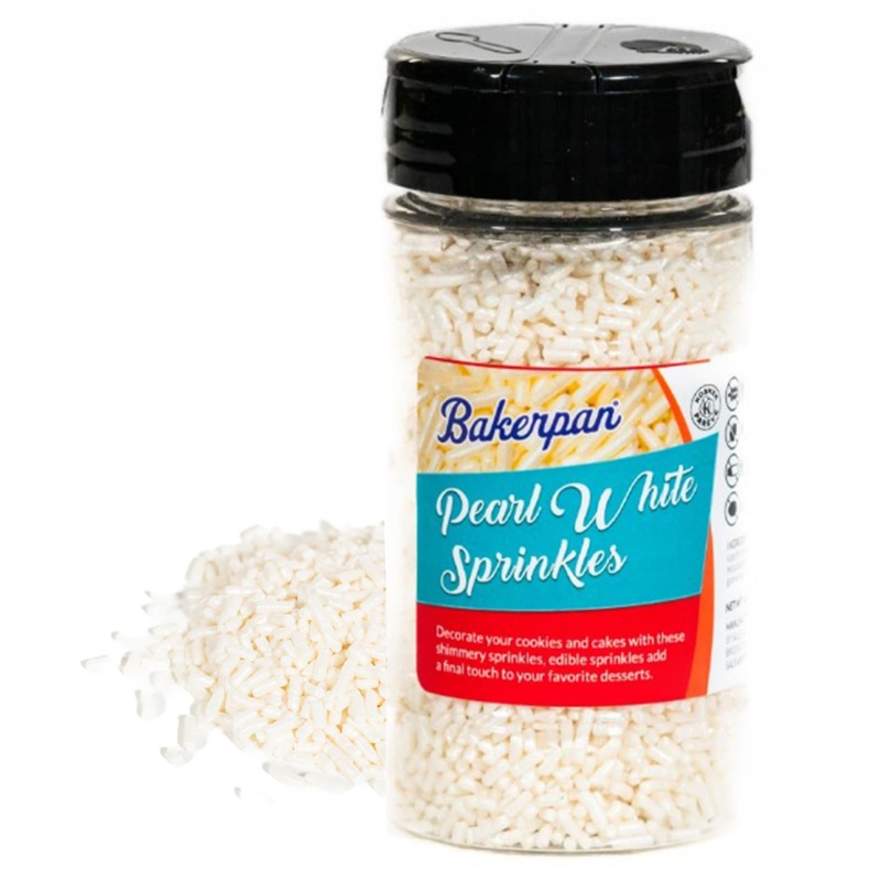 Bakerpan Pearl White Jimmies Sprinkles - 6 Ounces Shimmer White Sprinkles For Cake Decorating - Edible Sprinkles For Cupcakes, I