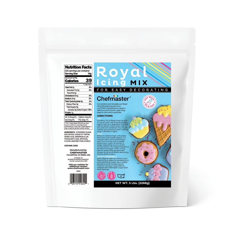 Chefmaster Premium Royal Icing Mix, Decorating Cookies, Making Cake Decorations, Extra Smooth & Versatile, Just Add Water, Non-G